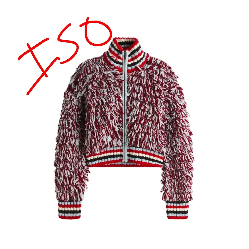 Red and White Textured Jacket